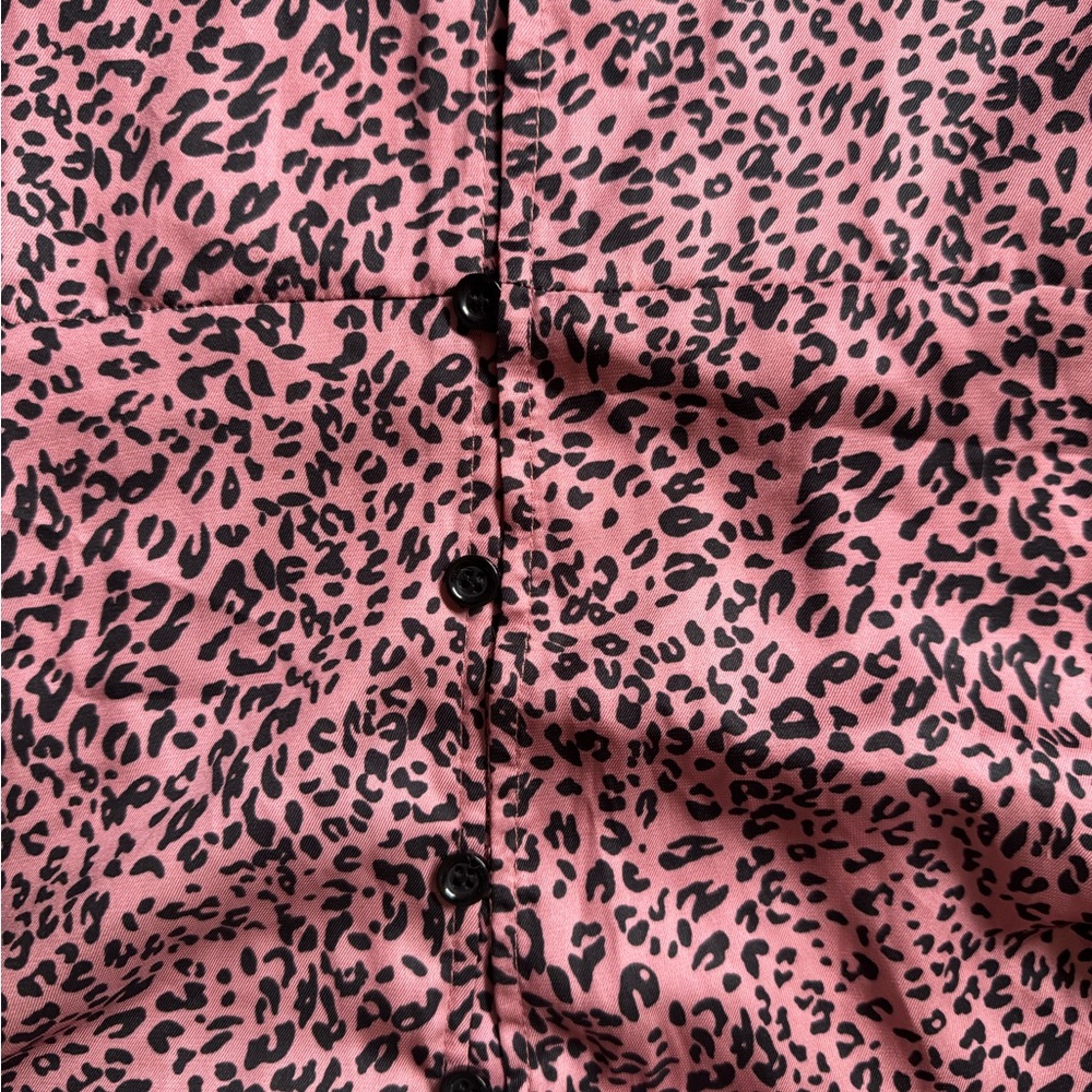 Pink Leopard Print Button-Down Dress - Picture 2 of 3